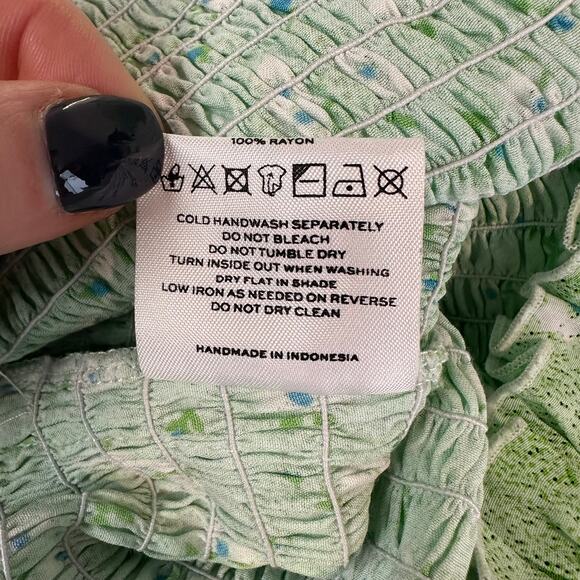 Faithfull The Brand Cosima Mini Dress Floral Ruffle Smocked Balloon Sleeve - Picture 15 of 16